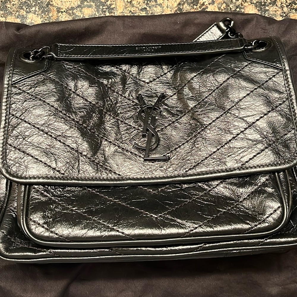 Saint Laurent black on black shoulder bag in like new condition